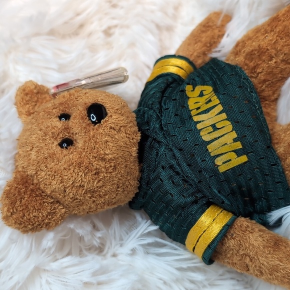 Green Bay Packers Ty Beanie Baby FUZZ Teddy Bear - Retired Vintage Collectible - Picture 2 of 12